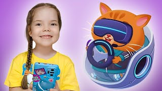 Story for kids how Nastya and the cat Bubbu play the game | Nastya got into the space house of Bubbu