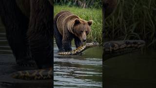 Bear vs python, a tense atmosphere 🐍🐻 #animals #youtubeshorts