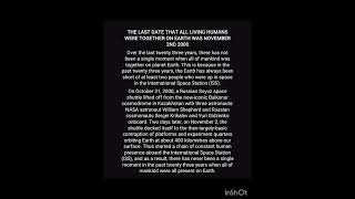 The last date that all living humans were together on Earth was November 2nd 2000