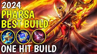 PHARSA BEST BUILD 2024 | TOP 1 GLOBAL PHARSA BUILD AND EMBLEM | PHARSA GAMEPLAY