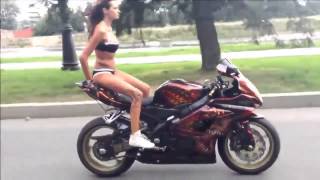 Bikini Girl on Motorcycle   Suzuki GSX R