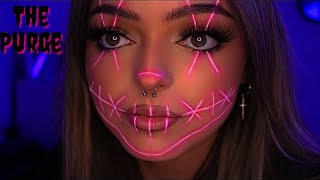 The PURGE Halloween MAKEUP TUTORIAL | Neon Purge Mask | BEGINNER FRIENDLY | KASHA