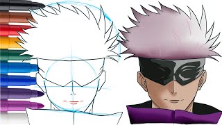 Comment apprendre à dessiner SATORU GOJO / JUJUTSU KAISEN #dessin #tutorial #drawing