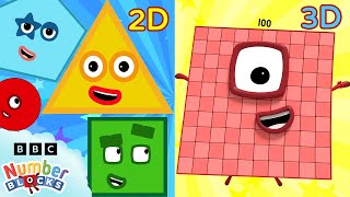 2D와 3D Numberblocks 비교! | 모양을 배우고 계산하는 법을 배우세요 | 세는 법을 배우다 | 넘버블록스