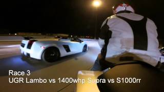 2000whp 2R UGR Gallardo vs 900whp GTR vs S1000rr vs 1400whp Supra vs zx10r