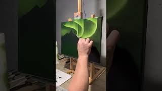 Beginner Northern Lights oil Painting #bobross #art  #artist  #artshorts #aurora