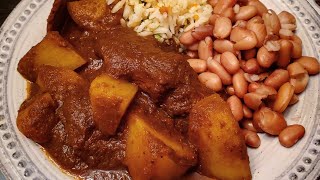 Steak and Potatoes in Pasilla Chile  Sauce - Guisado de Bisteces con Papa en Chile Pasilla