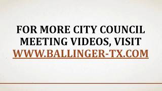 Ballinger City Council Meeting - October 2, 2017