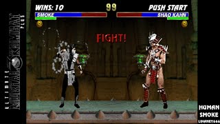 UMK3+ Arcade (1995) - Human Smoke vs Shao Kahn l Very Hard.