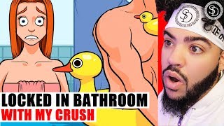 Locked In My Crush BATHROOM, I SAW EVERYTHING (Animated Story Time)