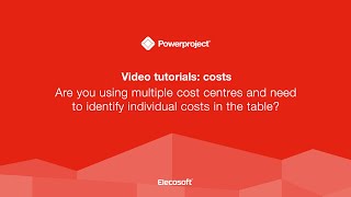 Tutorial - Are you using multiple cost centres and need to identify individual costs in the table?