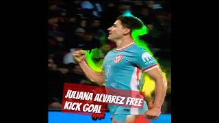 Julian Alvarez free kick goal tonight Atlético Madrid #ChampionsLeague #álvarez