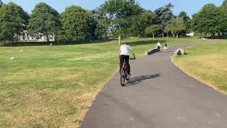 Riding a bike with the seat at max height