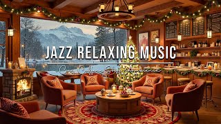 Christmas Porch Ambience 🎄 Warm Christmas Jazz Music with Snowfall & Crackling Fireplace to Relax