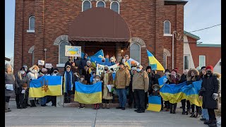 Stand With Ukraine Oshawa ON Canada Feb  24, 2022