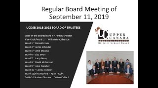 September 11, 2019 UCDSB Board Meeting