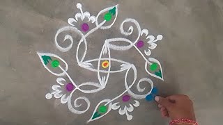 5 dots simple rangoli|daily rangoli|easy rangoli|small muggulu|beginners rangoli|apartment rangoli