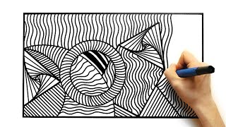 4K Drawing abstract black white picture with random shapes