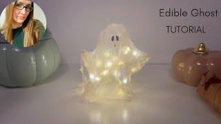 Edible ghost tutorial to decorate your Halloween cake