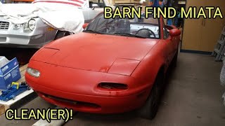 Cleaning barn find miata