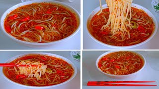 حساء مكرونة 🍜 علي الطريقة الصينية ‼️ حار وخفيف ولذيذ 😋 يستحق التجربة ✅