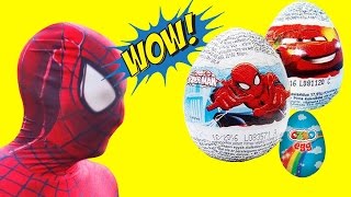 Spiderman Surprise eggs Disney Cars Ozmo eggs ! Fun Superhero Movie in Real Life