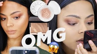 TRYING NEW MAKEUP | Hydra Mist Powder on Tan Skin: Does it work? ABH Soft Glam & More!