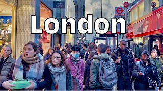 London Walk In Rainy Afternoon | Super Busy Weekend In Central | London Winter Walk 4k HDR 2023