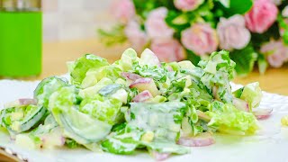 Delicious radish, cucumber and egg salad! Delicious lose weight salad!