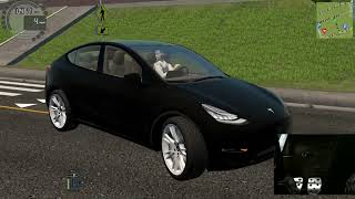 City Car Driving - Tesla Model Y Long Range (Steering wheel Gameplay)+ Pedal cam