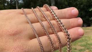 Franco Chain Necklace - 14k Rose Gold - 8"-30" - 2mm-5mm - By Harlembling