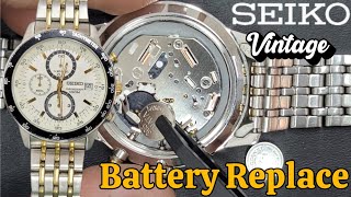 Change The Battery SEIKO 7T92 Vintage Chronograph Watch