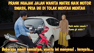 CEWEK MATRE PRANK! pura pura naik motor suzuki wanita ini tidak mau di ajak jalan, ternyata...