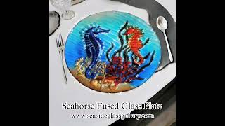 Stunning Seahorse Glass Plate – 12″