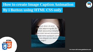 How to create Image Caption Animation By i Button using HTML CSS only | Geekboots