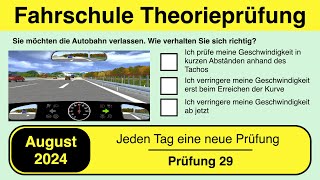 🚘 Führerschein Theorieprüfung Klasse B 🚗 August 2024 - Prüfung 29 🎓📚