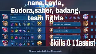 nana, Layla , Eudora, saber, badang binugbog ang kalaban!! (RANK GAME)