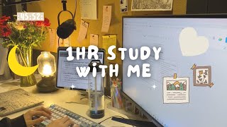 study with me ✏️ 1hr real time 📗 lecture note taking, lofi music, keyboard asmr