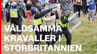 Våldsamma kravaller i Storbritannien