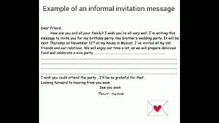 How to write an informal email # invitation message