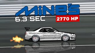 Building 2770HP Mines GTR R34 in pixel car racer | 6.3 sec | Pixel car racer