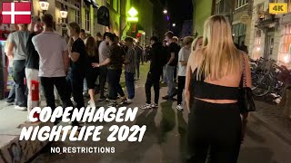 Copenhagen Nightlife 2021 - No Restrictions! Vestergade, Chateau Motel 💃 Full City Tour 4k