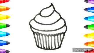 Cupcake🍦 Drawing, painting and Coloring for kids and Toddlers and beginners ||