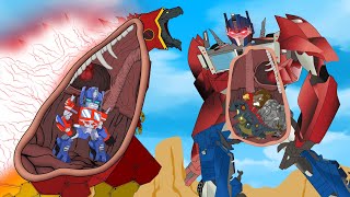 Robot Transformer: Optimus Prime vs GODZILLA EARTH ATOMIC BREATH: Size Comparison / ANIMATION