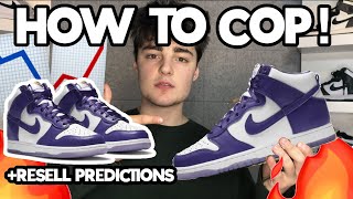 HOW TO COP NIKE DUNK HIGH VARISTY PURPLE!!! VARISTY PURPLE WOMENS DUNK HIGH RESELL PREDICTIONS!!!