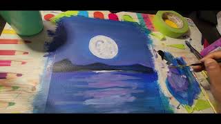 Moon Painting tutorial | Acrylic Painting for beginners| l Easy acrylic painting