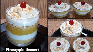 pineapple cream dessert | yummiest pineapple dessert 🍨 |quick and easy eggless dessert 🍨