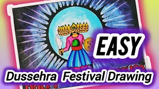 Dussehra drawing easy| Dussehra Poster drawing easy| Happy Dussehra drawing| Vijay Dashami Drawing