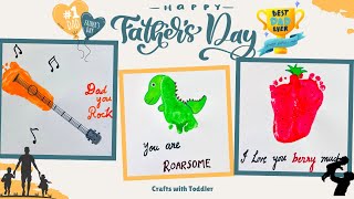 3 Footprint Father’s day craft for kids🎸🦖🍓| Fathers day footprint cards👨🏻- Crafts with Toddler