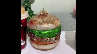 Glass ornaments burger french fries coca cola for christmas tree decor